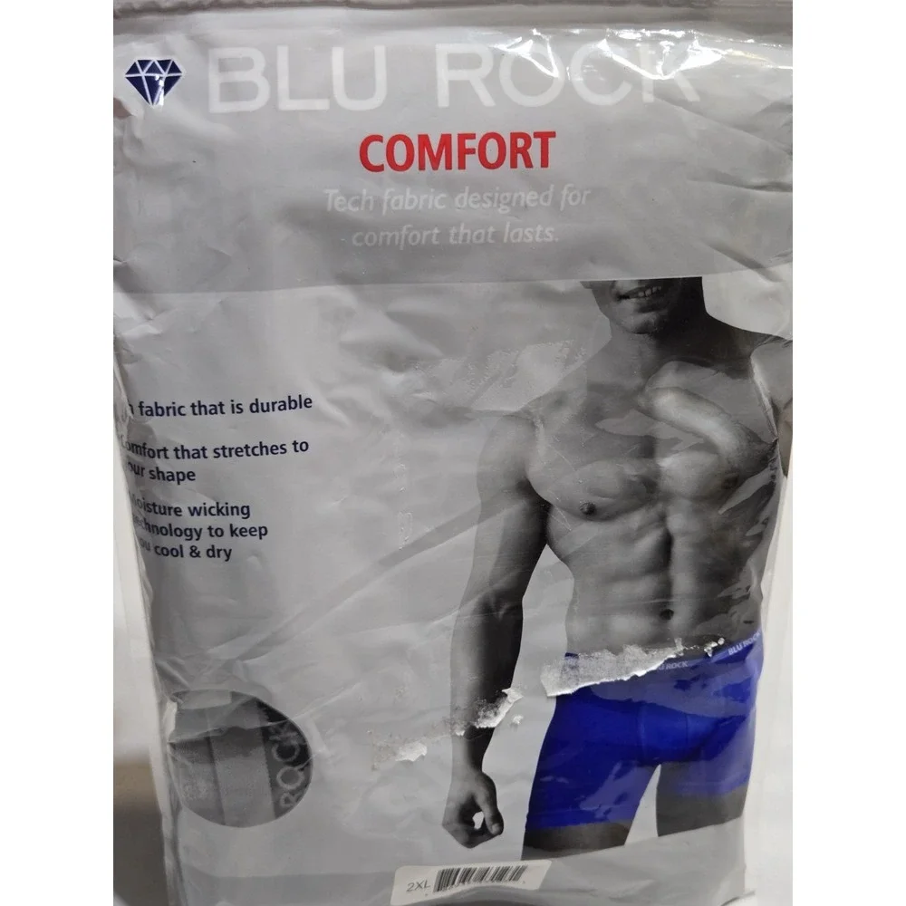 Blue Rock Comfort Perfect Rise Boxer Briefs 2XL Grey Cotton Stretch Underwear